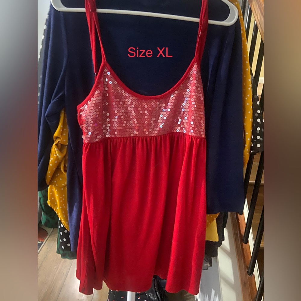 Red sequin top size XL